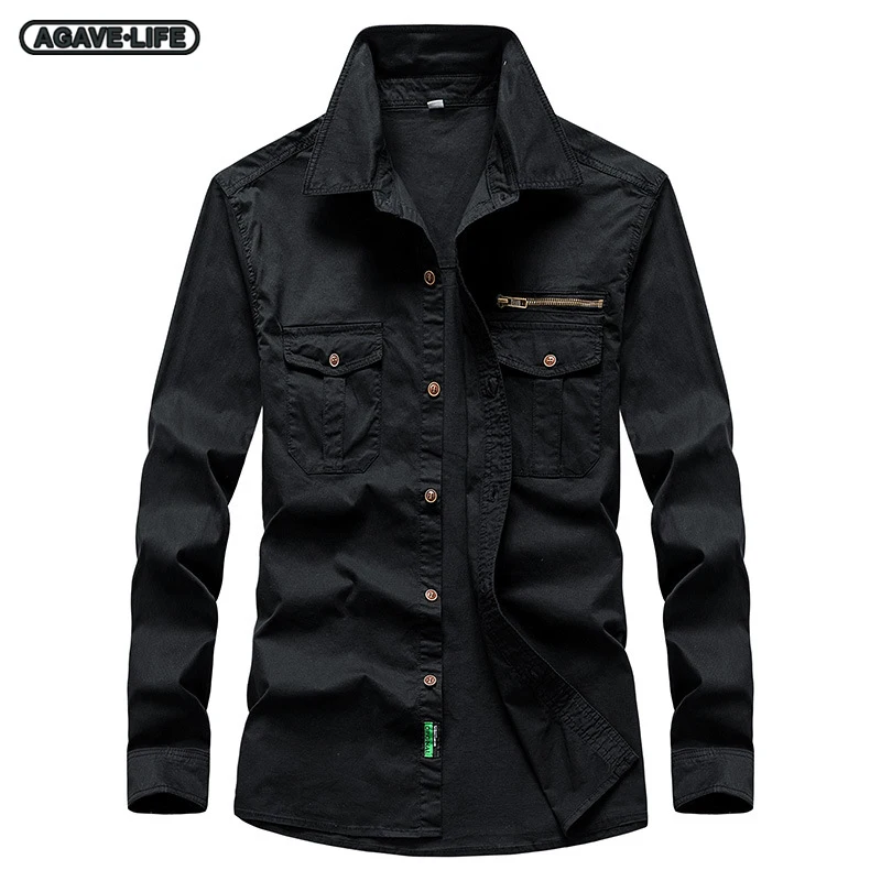 

Men Cardigan Shirt Spring Autumn Long-sleeve Cargo Shirts For Men Casual Solid Color Loose Lapel Shirt Bussiness Men Outdoor Top