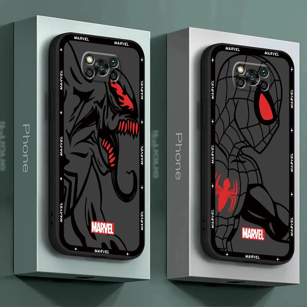 Marvel Spiderman Ironman Phone Case for Poco F5 C40 M3 M4 Pro 5G X4 GT X3 NFC F1 X4 Pro 5G C50 C51 M5 Black Soft Cover