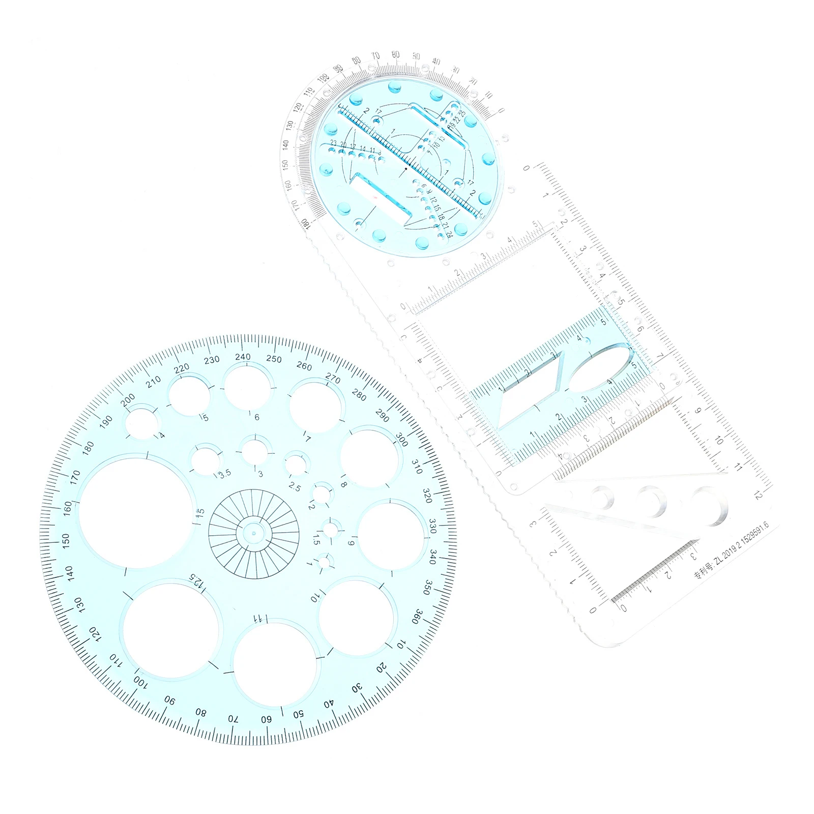 2pcs Plastic Geometric Drawing Rulers Templates Multipurpose Stencils Scales For Students Art Designers Lightweight