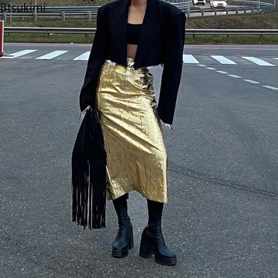 2026 New Women's High Waist Half Skirts Fashion Wrinkled Elegant Long Skirt Spring Trendy Casual Wrap Hip Skirt Femme Streetwear