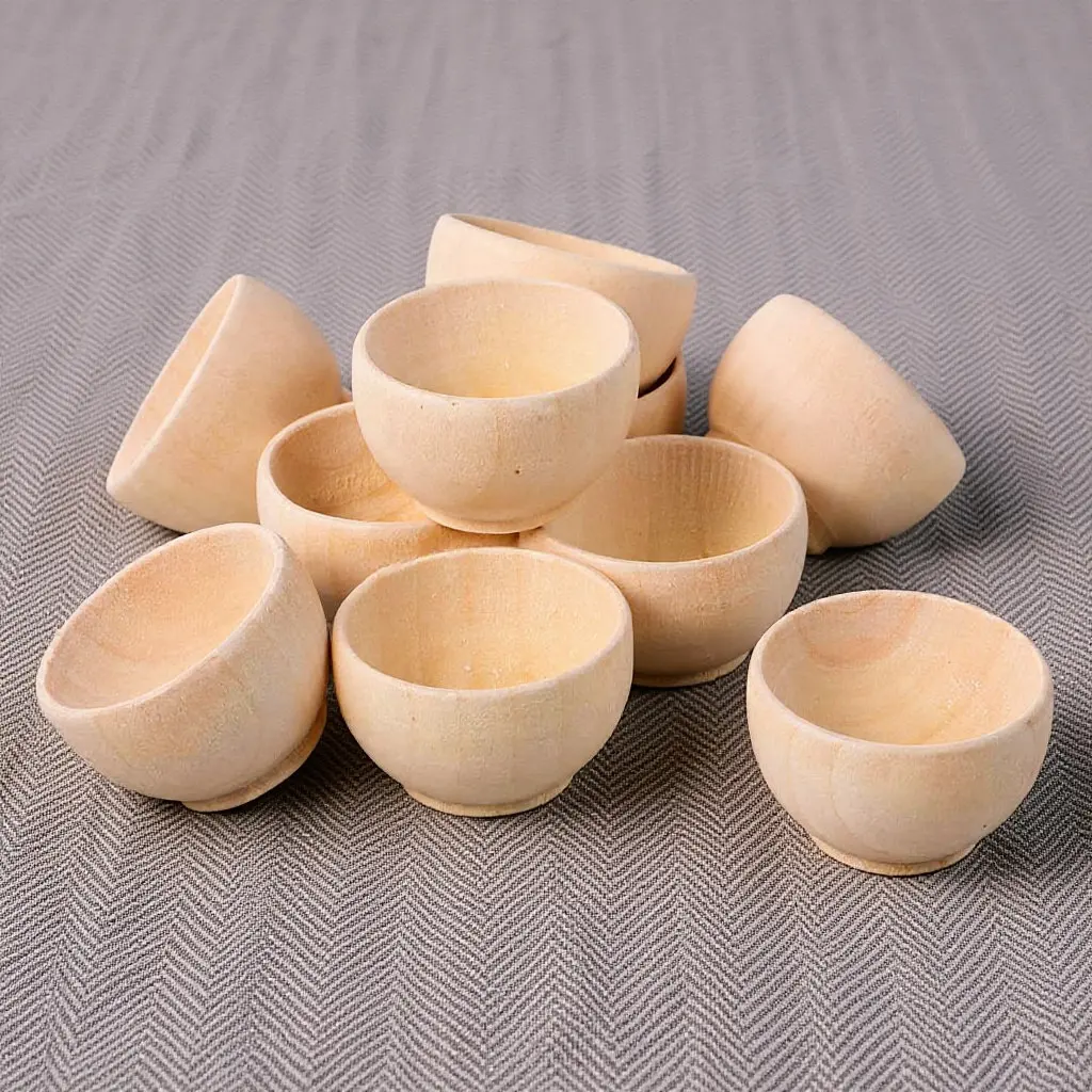 

20Pcs Multi-Functional Small Wood Bowls Unfinished Blank Wooden Bowls DIY Crafts Painting Decoration Small Wooden Bowl