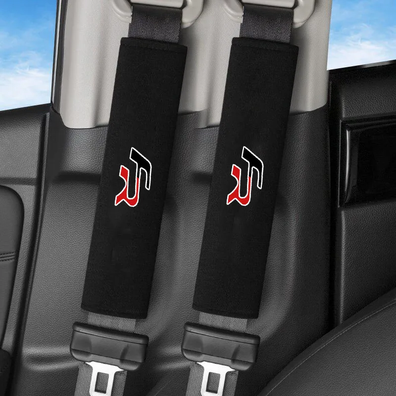 2Pcs For Ibiza Leon MK2 MK4 Alhambra Altea Toledo Ateca Emblem Leather Car Safety Belt Shoulder Cover Pads Interior Decoration