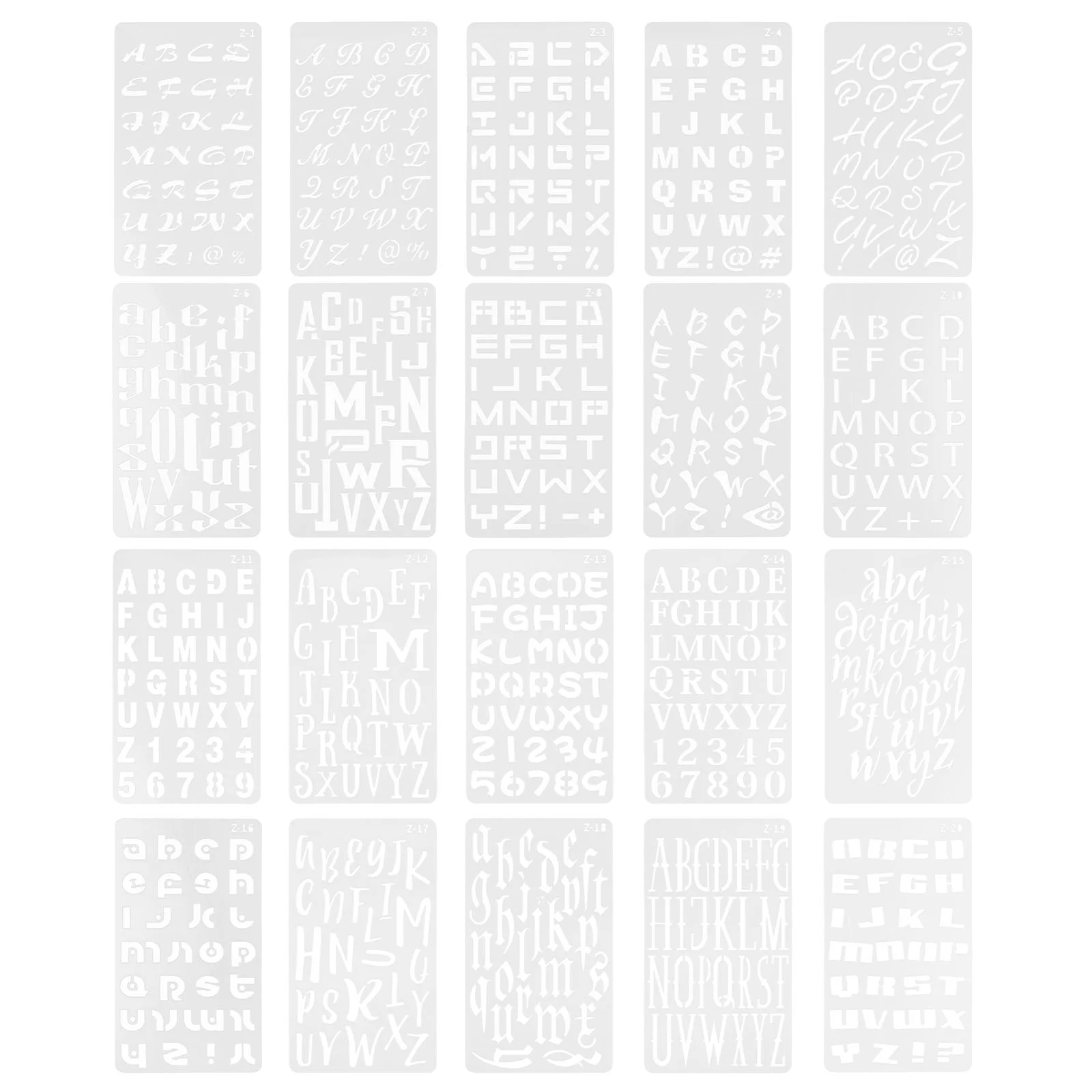 

20 Sheets Painting Template Scrapbook Stencils Alphabet Multifunction Letter Drawing Craft The Pet Calligraphy Letters