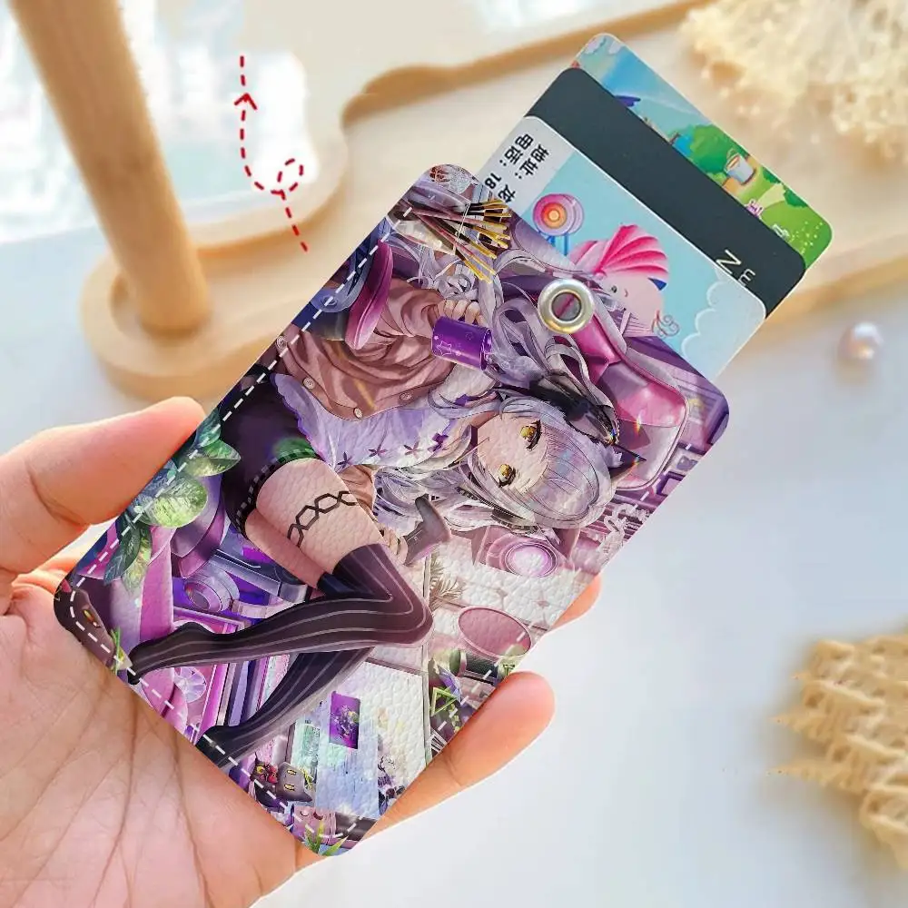 

Кожаный чехол-картхолдер Hololive Murasaki Shion прямоугольной формы для ID-карт и пропусков с брелоком-кольцом для ключей