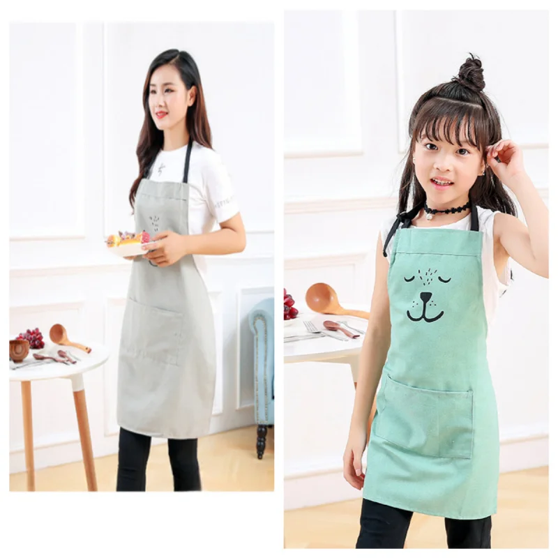 

Cartoon Parent-Child Aprons Kitchen BBQ Bib Baking Woman Childs Painting Interest Class Apron Home Cleaning Tools