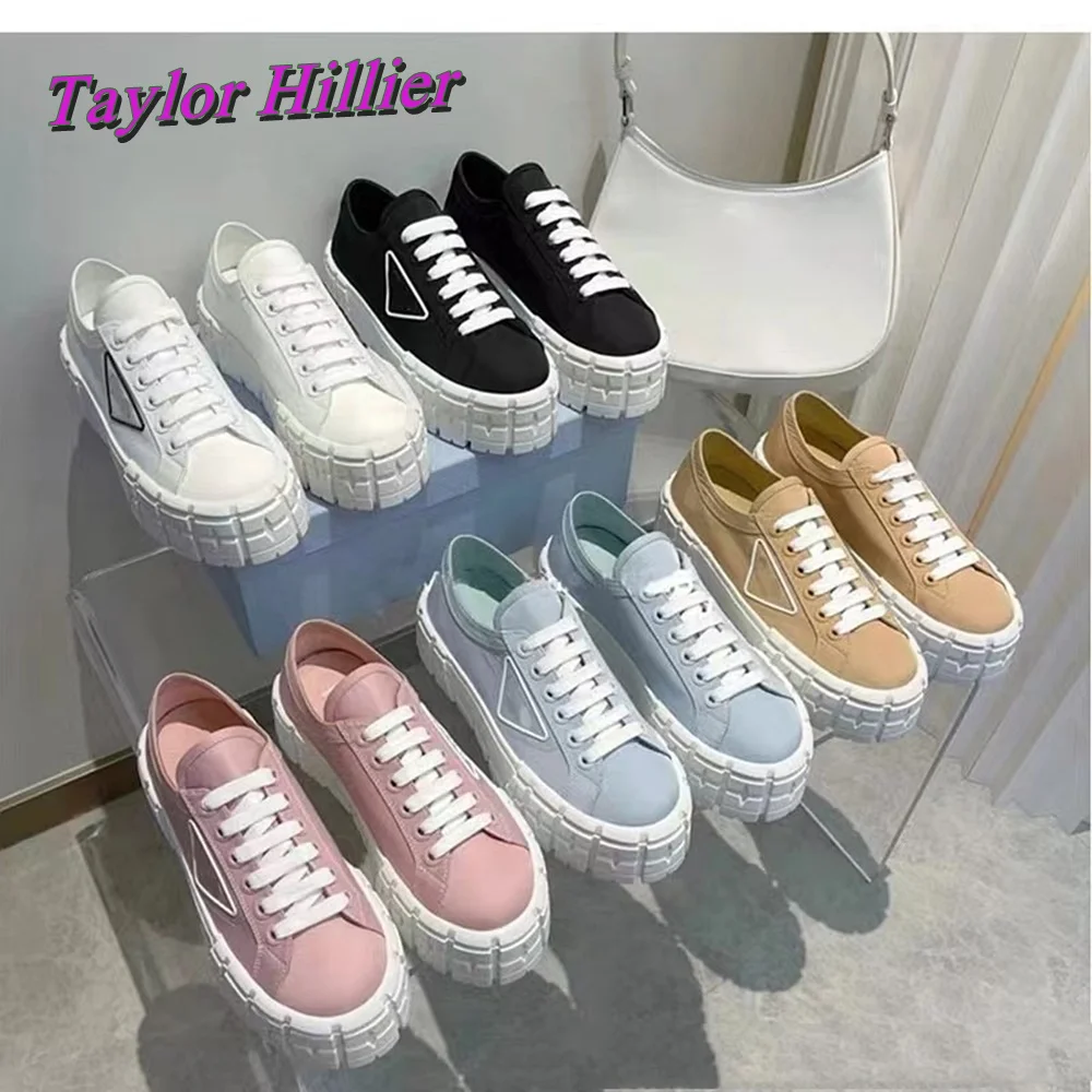 5cm Designer Canvas Sneakers Lace Up Round Toe  Height Increasing Thick Heel Solid All-Match Fashion Women 2025 Concise Shoes