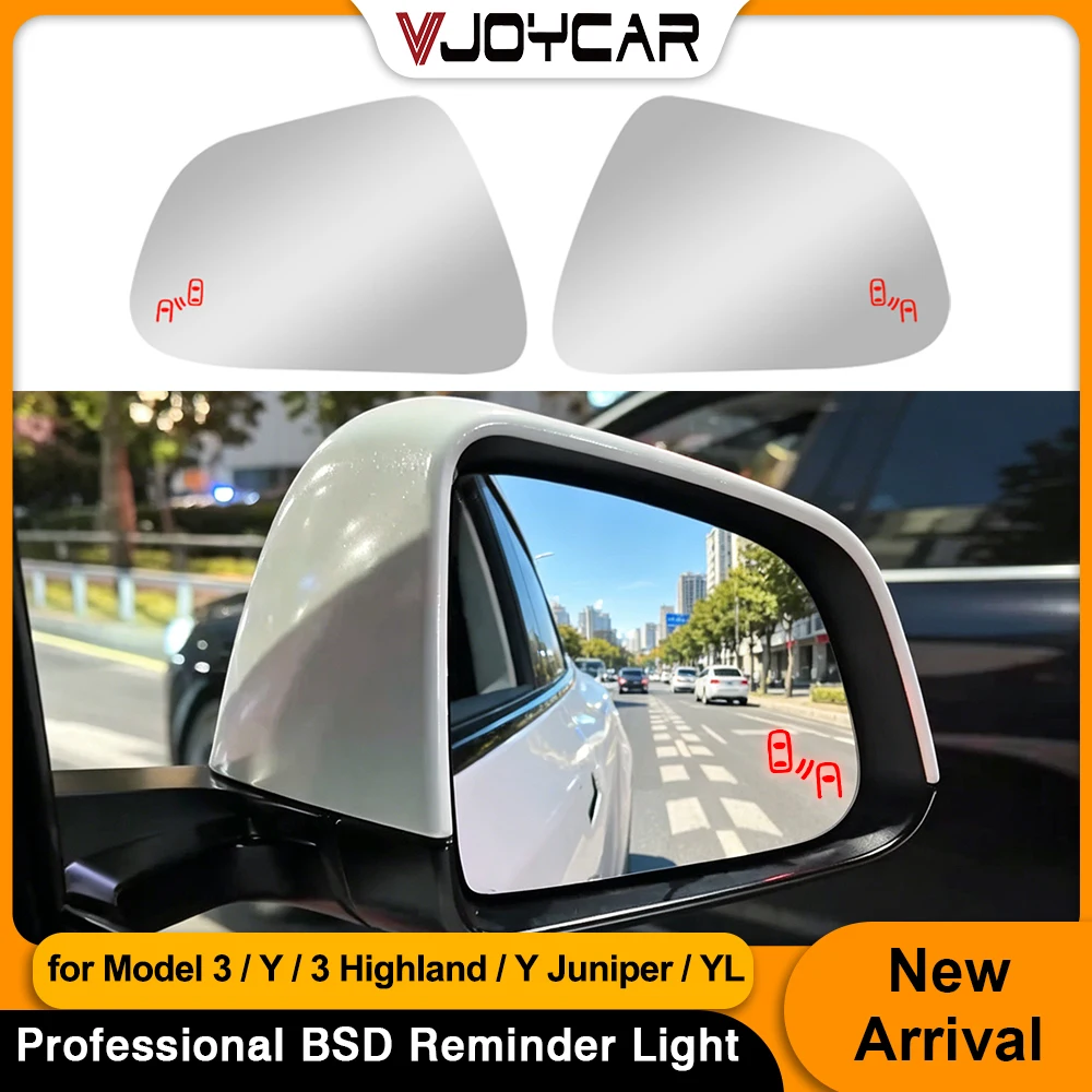 

Vjoycar Rearview Mirror With Blind Spot Monitoring BSD System for Tesla Model 3 Y New Y Juniper 3 Highland Lane Change Assist