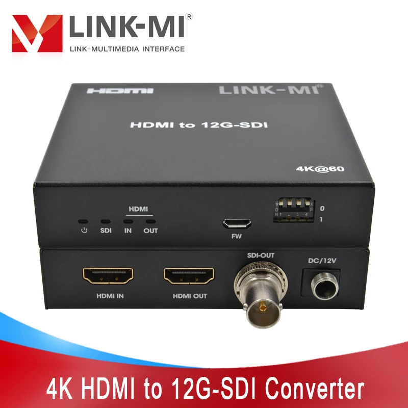 LINK-MI 4K HDMI to SDI Converter with Loop out Support 80M 12G 4K@60Hz 120M 3G 1080P EDID Video Converter