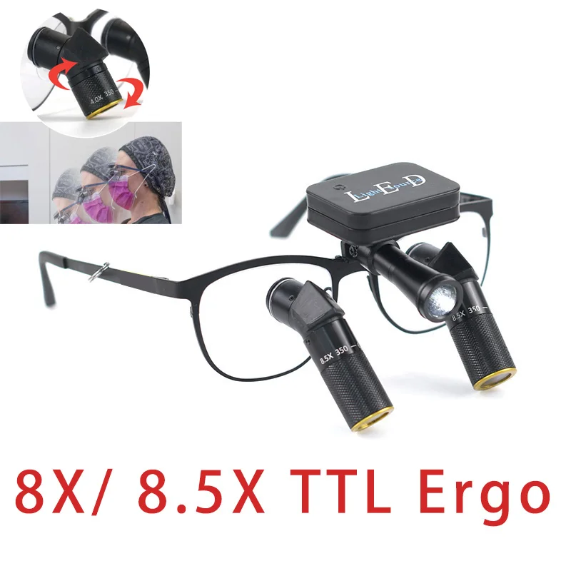 8X/8.5X Adjustable Working Distance TTL Ergonomic Prsim Dental Ergo Loupes Binocular Surgical Loupes