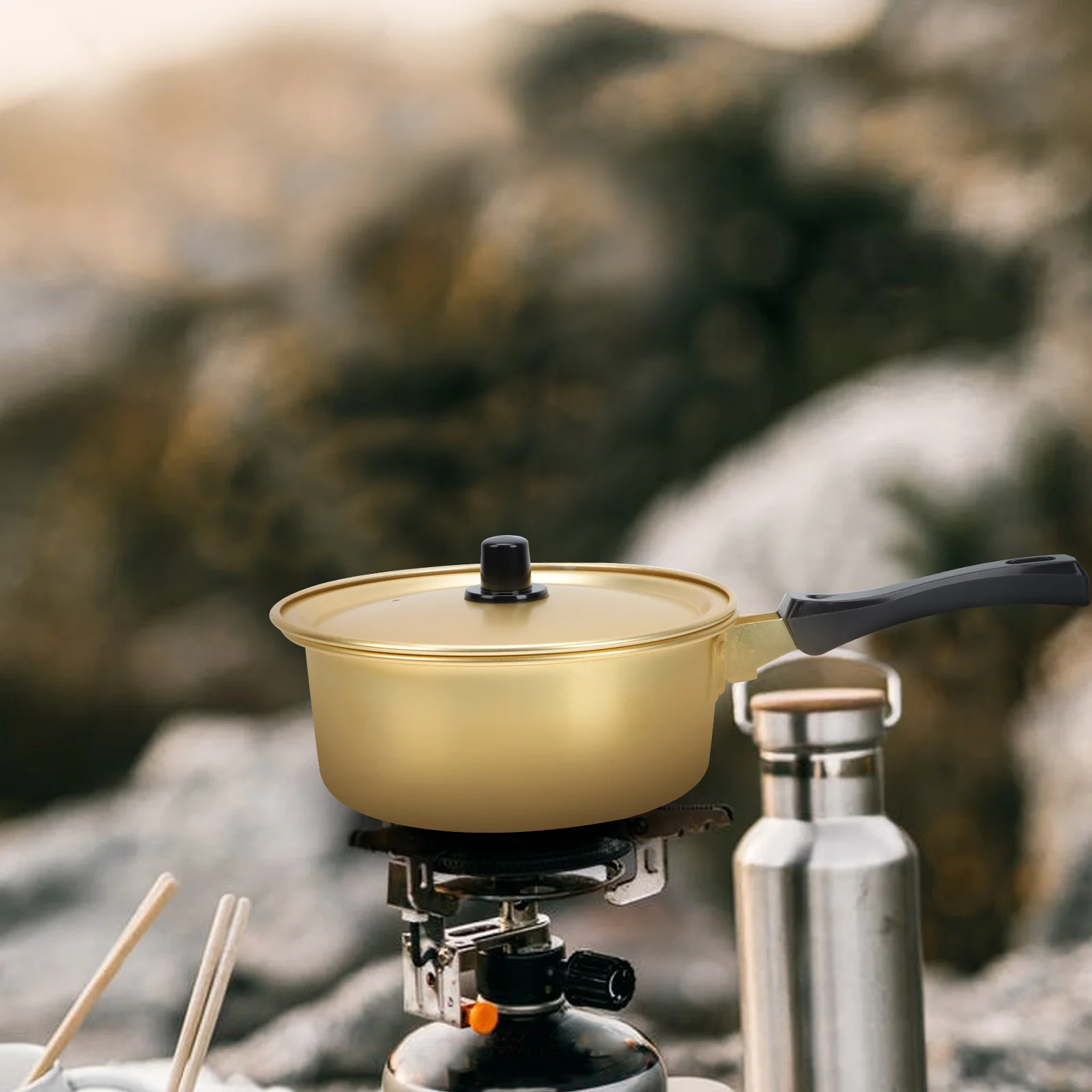 

Instant Noodle Pot Korean Ramen Stock Pots Cooking Noodles Gold Golden Aluminum Soup