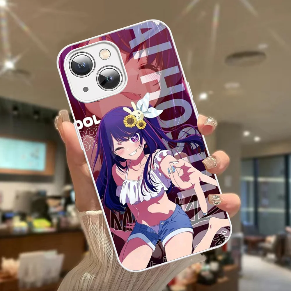 OSHI NO KO Phone Case Tempered Glass For Iphone 14 13 12 11 Pro Mini XS MAX 14Plus X XS XR Fundas