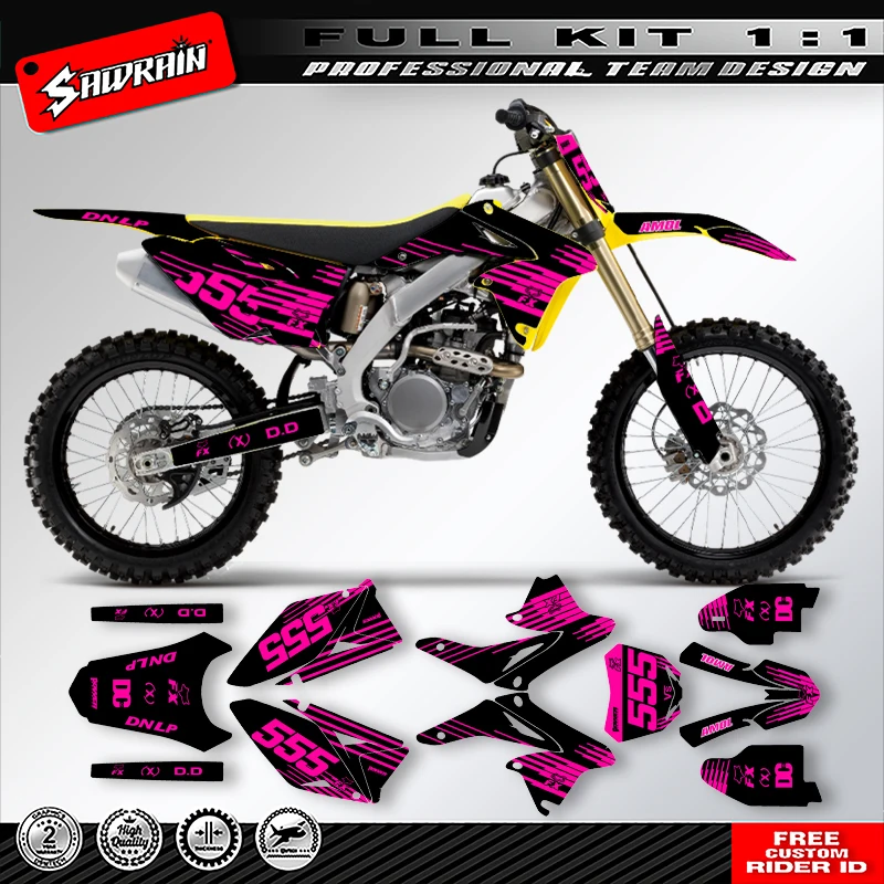 

Наклейка на мотоцикл Sawrain, комплект наклеек с графикой команды для SUZUKI 2010 2011 2012 2013 2014 2015 2016 2017 2018 RMZ250 003