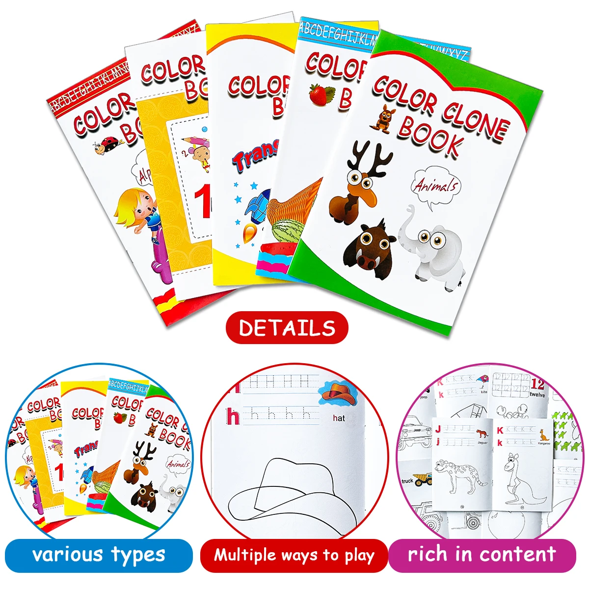 Children's Coloring Books,Educational Activity Books,Animal Patterns,ABC Letter Children's Early Eduaction Drawing Books