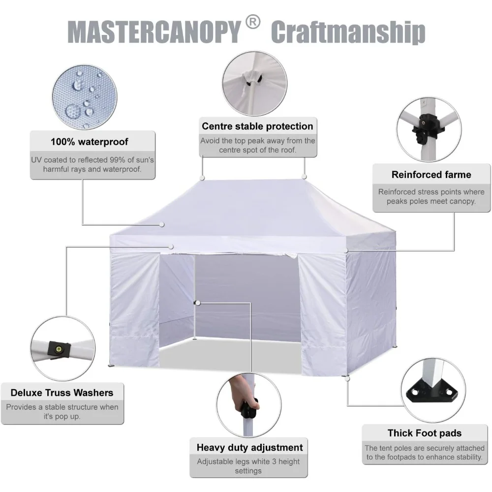 Heavy Duty Pop-up Canopy Tent with Sidewalls (10x15,White) Freight free