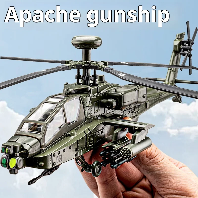 طائرة هليكوبتر أباتشي AH-64 بمقياس 1:64، طائرة محاكاة عسكرية مصبوبة، هدية قابلة للجمع للأطفال #3
