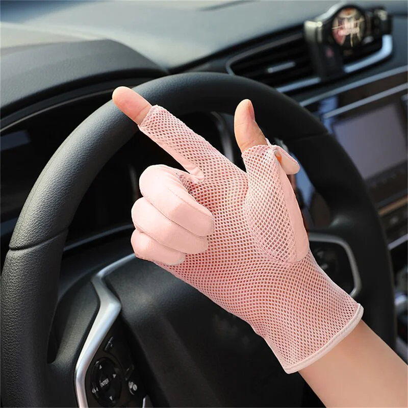 Lady Sunscreen Ice Silk Gloves Fashion Cycling Driving Running Mittens Thin Anti-UV Gloves Female Summer Sun Protection Gloves