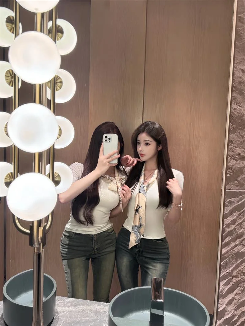 

Стильная белая базовая рубашка с бантом в корейском стиле, красивый топ для девушек, сексуальная нижняя рубашка для осени и зимы