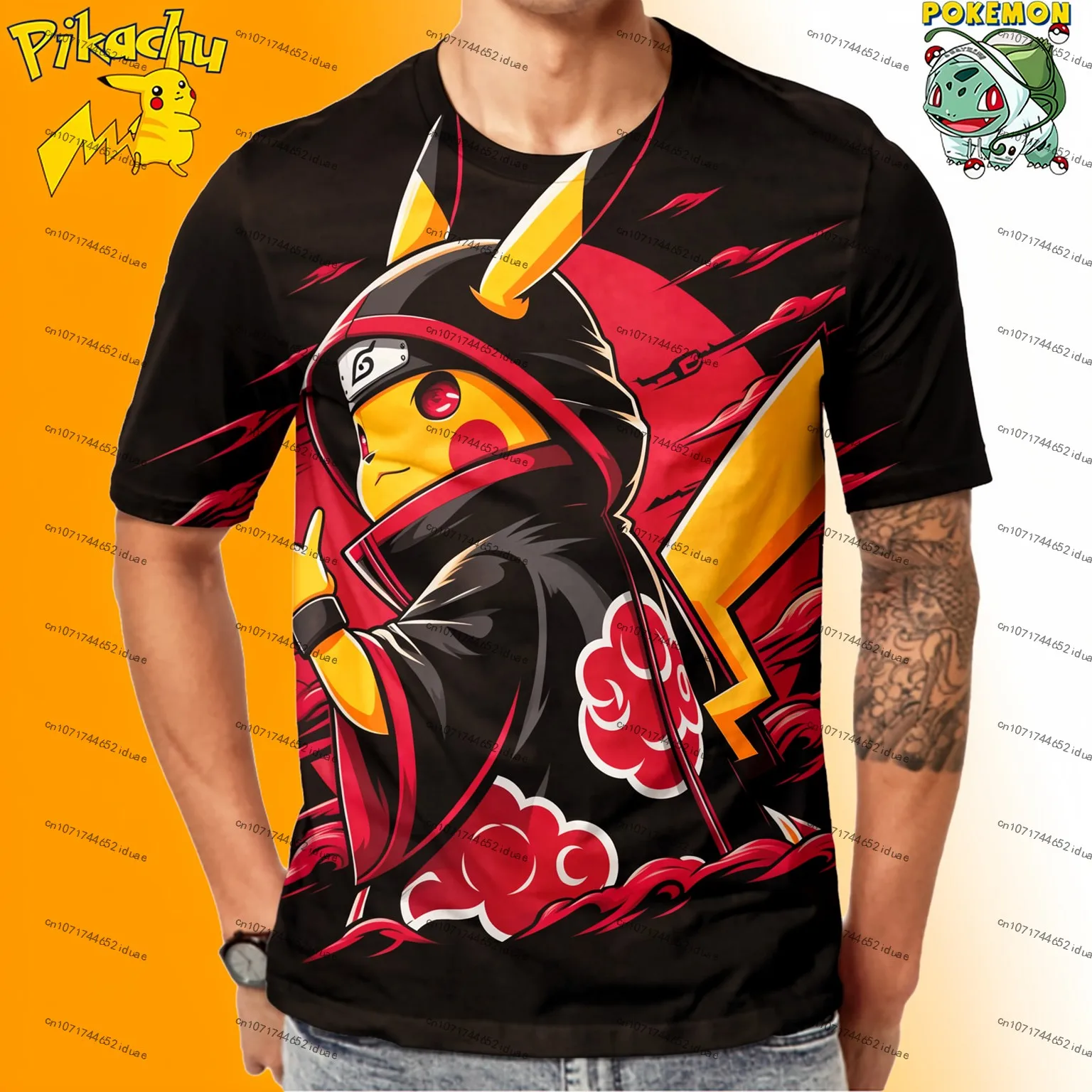 New Men's Pokemon Print T-Shirts Unisex Y2k T-shirt Harajuku Style Streetwear Man Clothes Oversize Anime Short Sleeve Summer Top view 2