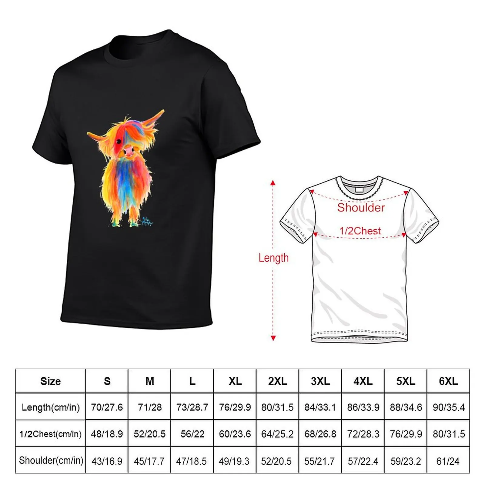 Scottish Highland Cow PRiNT ' ANGEL ' by Shirley MacArthur T-Shirt custom t-shirts customs t shirts for men graphic
