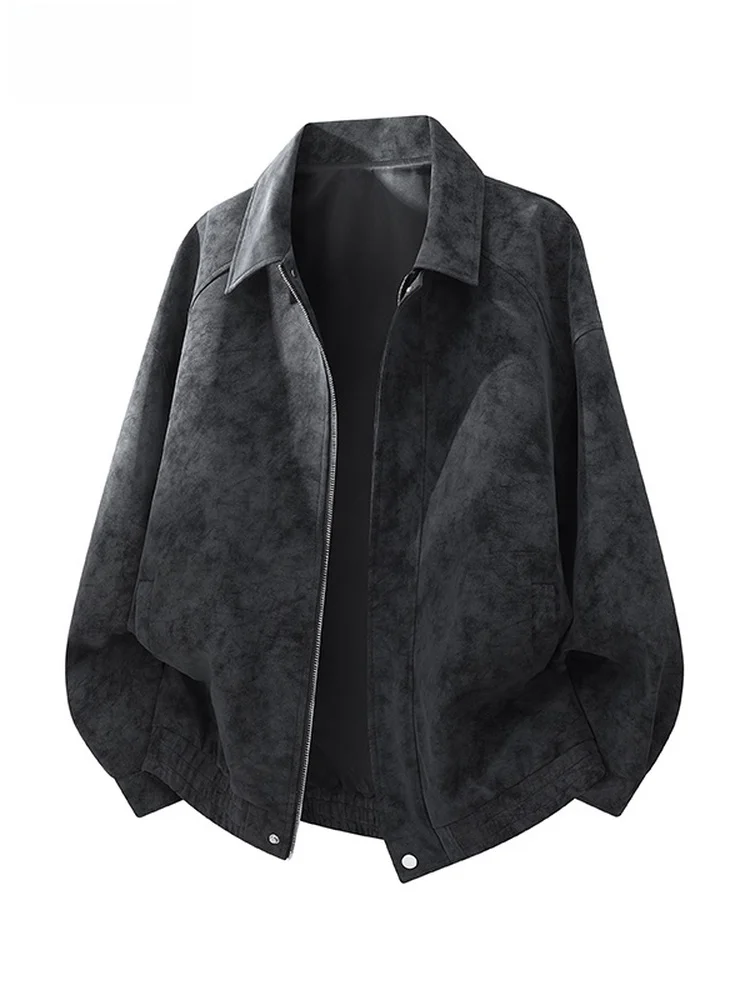 

Мужская свободная повседневная рабочая одежда в стиле ретро из искусственной кожи, пальто с отложным воротником, весна-осень, повседневное модное брендовое китайское пальто