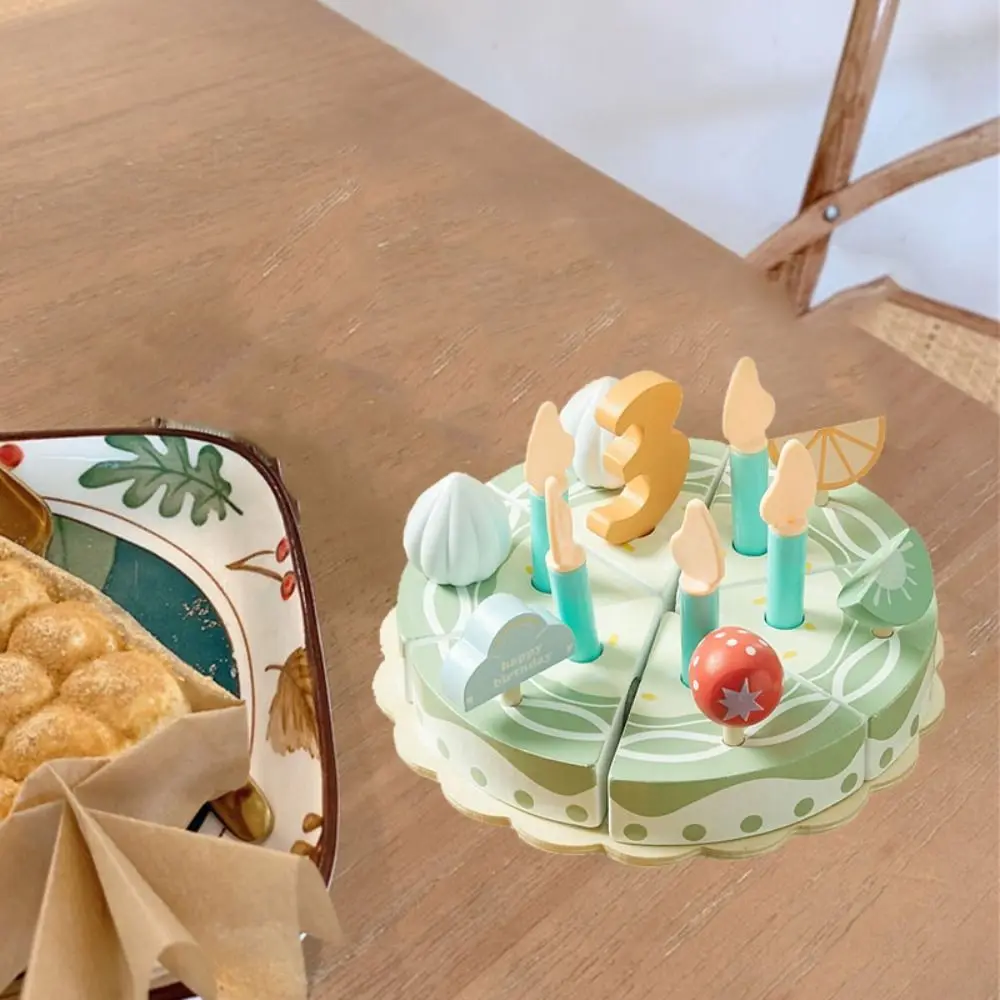 Houten Houten Taartmodel Simulatie Voedsel Speelhuis Feesttaart Speelvoedselsets Miniatuur Montessori Keuken Doe alsof