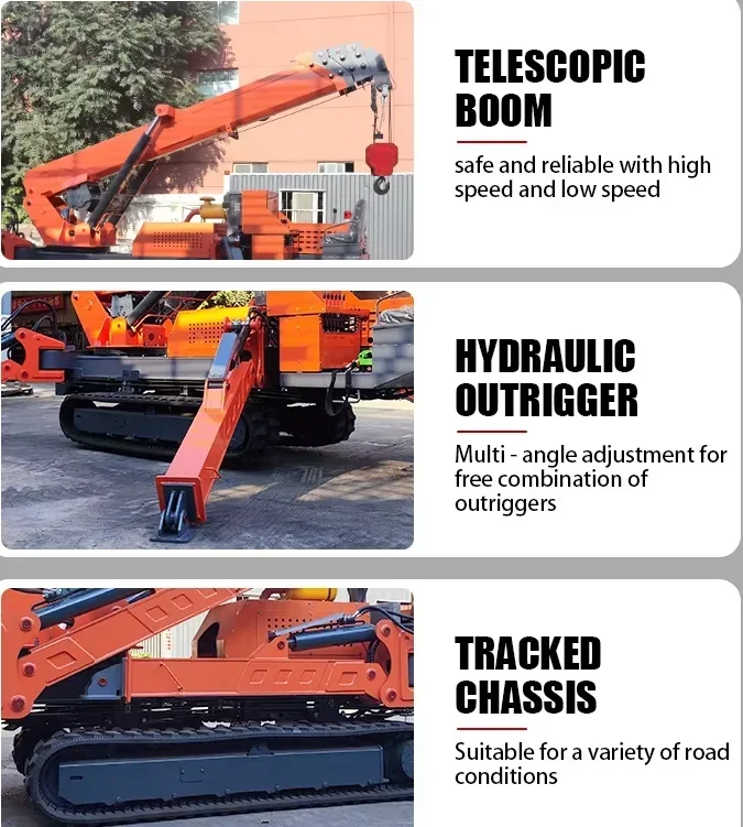 Long Performance Life 5 Ton Mini Spider Crawler Crane Narrow Access Spider Crane With Long Arm Fly Jib for Construction