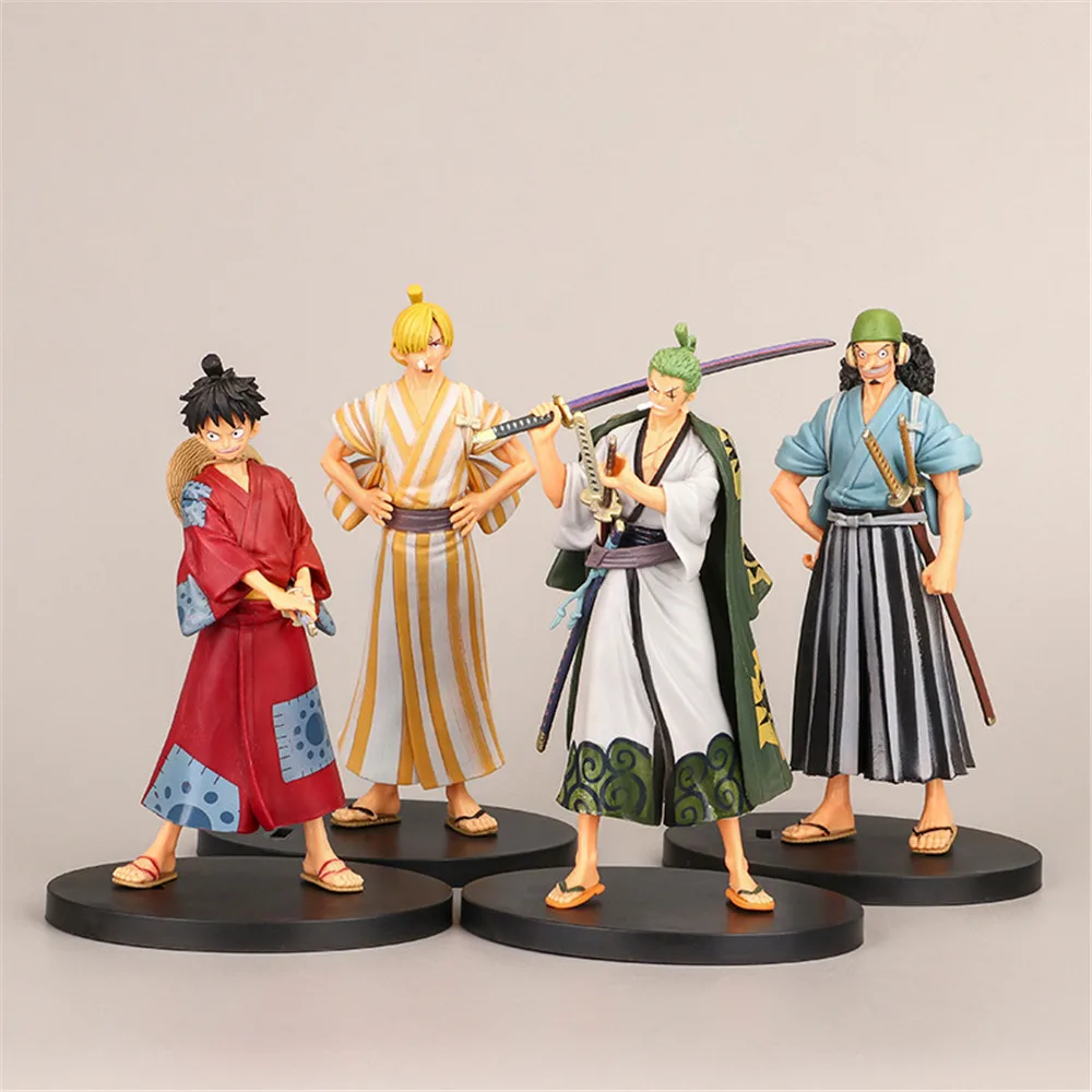 4 unids/set Anime figura de una pieza mono D. Luffy Roronoa Zoro Sanji Ussop PVC figuras de acción estatua modelo muñecas juguetes regalos
