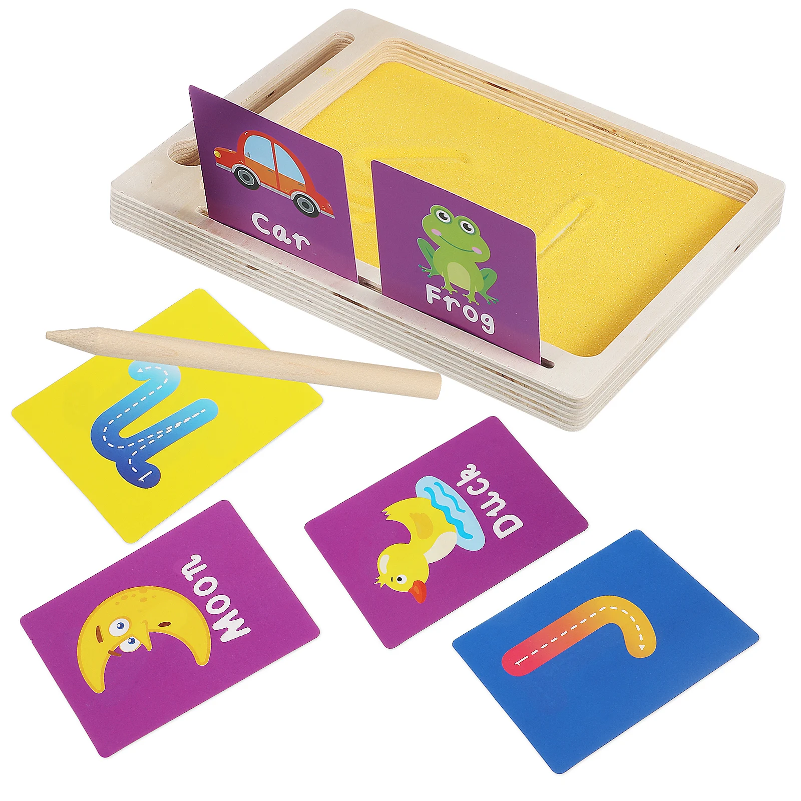 

1 set 1 Set Wooden Sand Writing Tray For Kids Montessori Learning Tool Letter Formation Practice Kit Sensory Writing Sand Tray