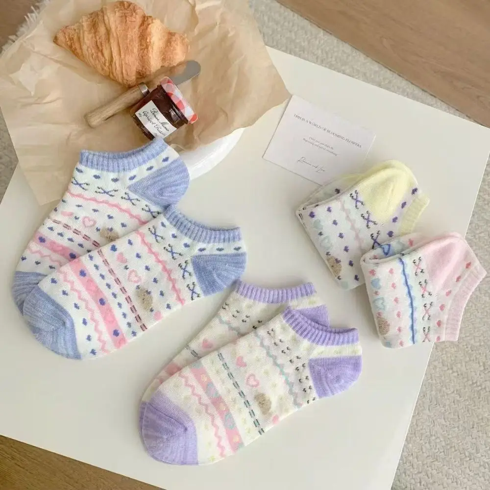 

5Pairs Soft Candy Color Heart Short Socks Breathable Ins Style Sweet Ankle Socks Lolita Female Hosiery Socks Women Streetwear