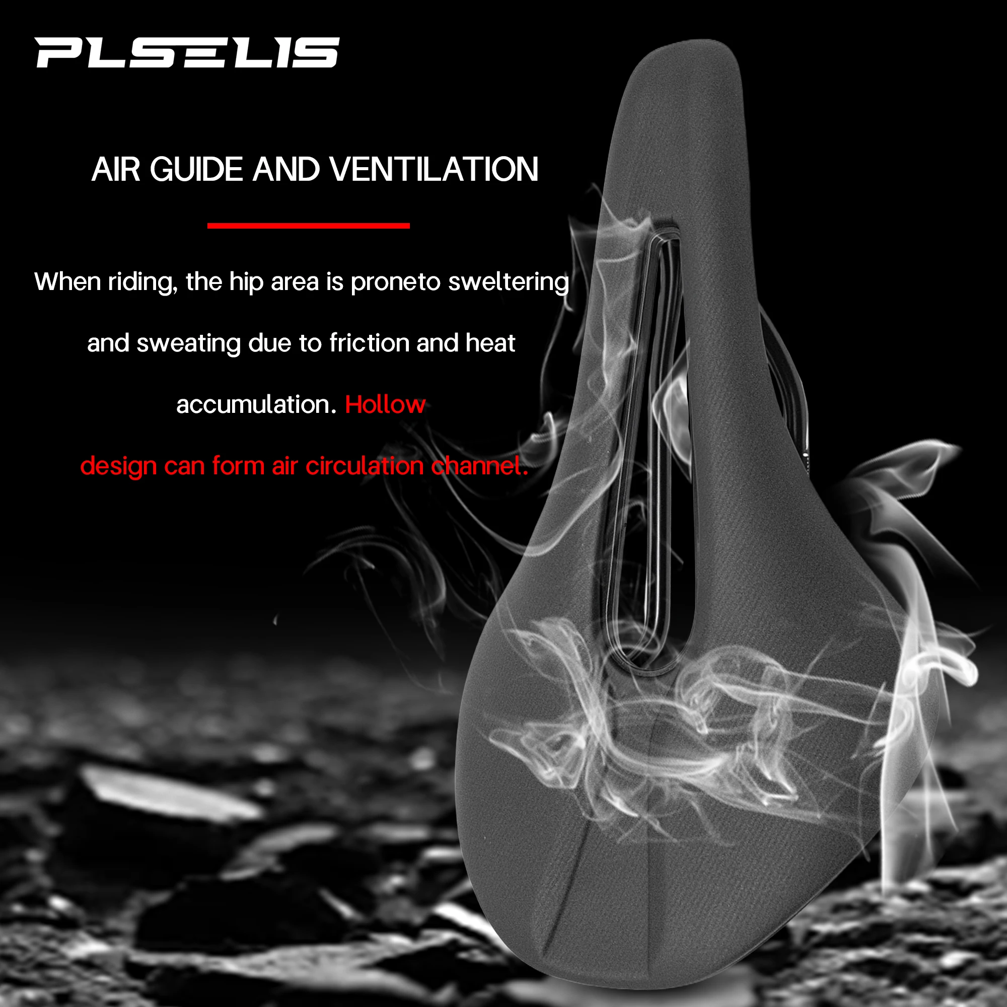 سرج دراجة الطريق Plselis مقاوم للماء وخفيف ومريح، مع وزن ممتص للصدمات 254 جرام، مجوف وجيد التهوية،