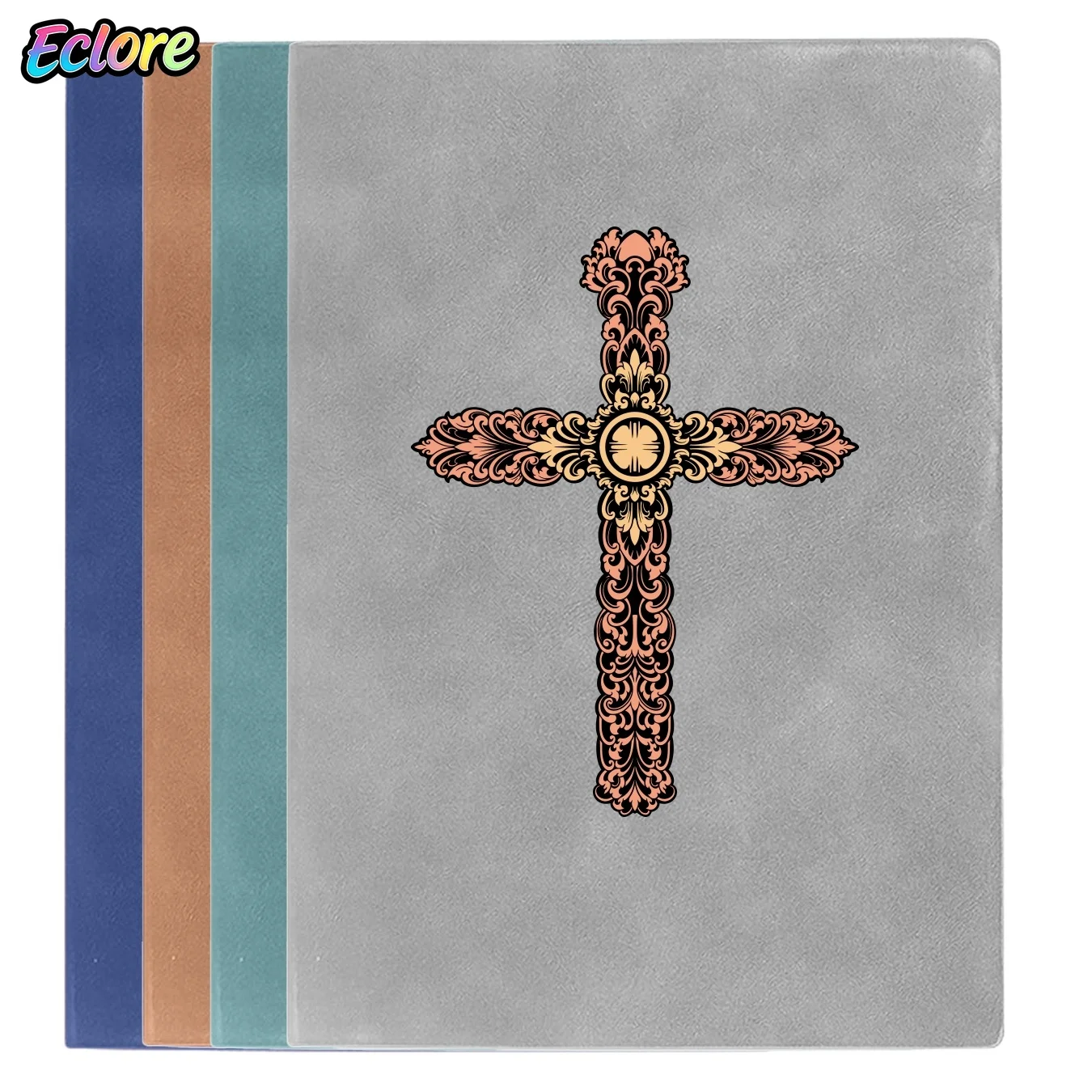 Vintage Leather Notebook Baroque Cross Embossed Journal Refillable Planner Diary Gift for School Office Study Meeting Business