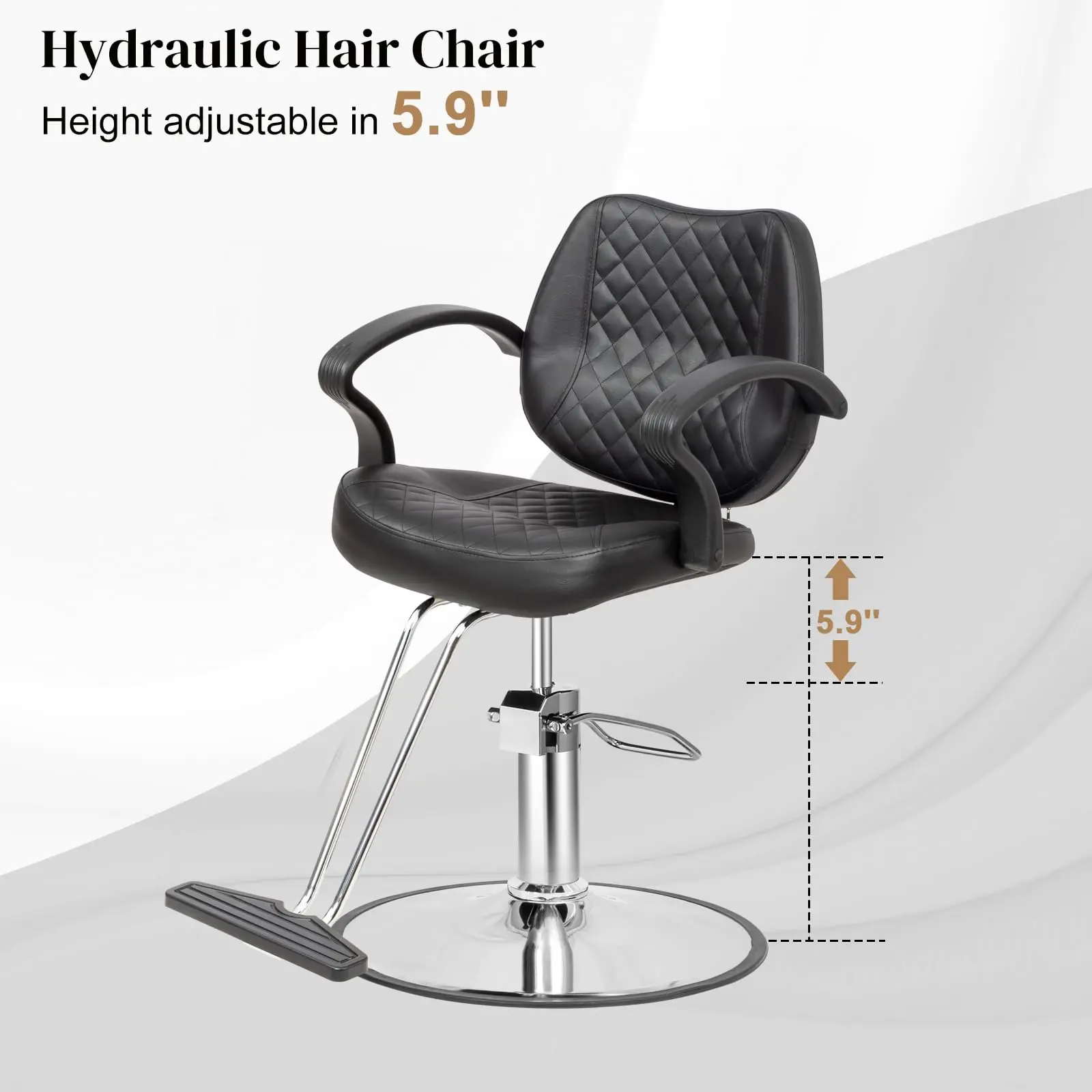 Salon Chair for Hair Stylist, Black Barber Chair for Barbershop/Home, Hydraulic Stylist Chair with Footrest