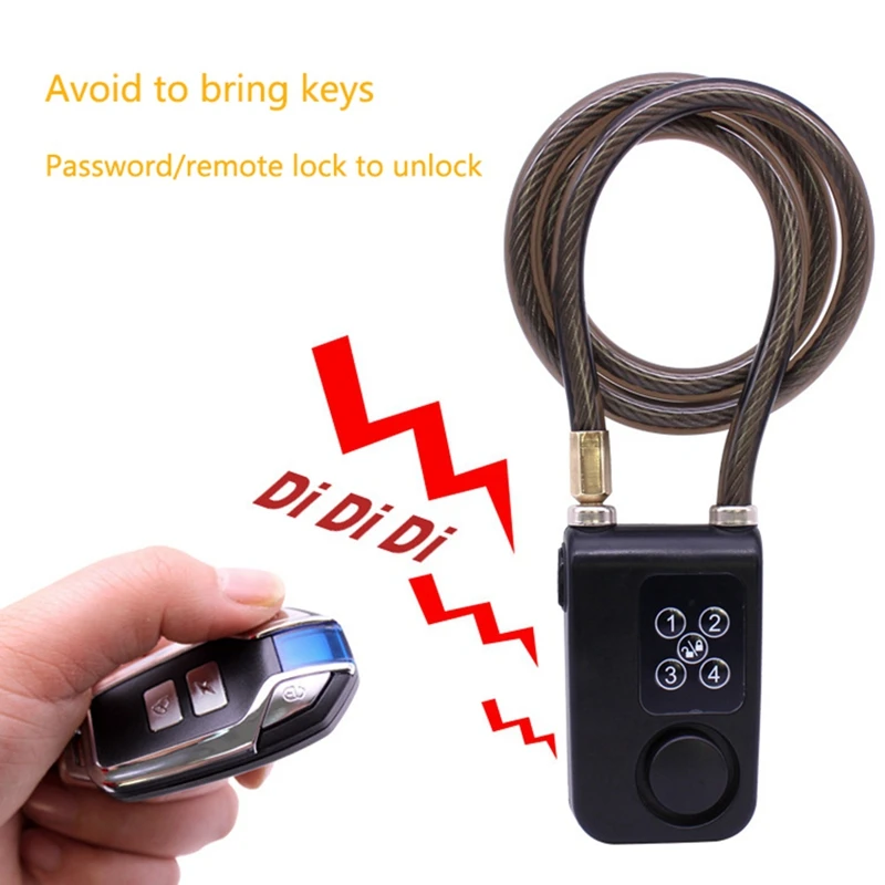 Cycling Security Lock Wireless Remote Control Alarm Lock Anti-Theft Vibration Alarm Lock Electric Motorcycle Code Chain Lock Red