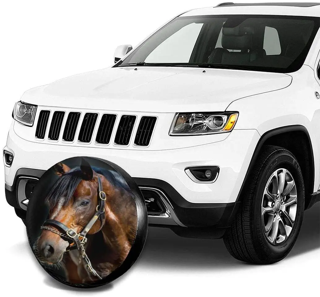 Delerain Horse Spare Tire Covers Waterproof Dust-Proof Spare Wheel Cover Universal Fit for Jeep, Trailer, RV, SUV, Truck and Man