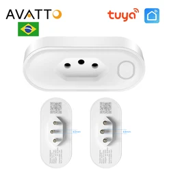 AVATTO Tuya WiFi/Zigbee Smart Brazil Plug,Brazil Standard Socket Outlet with Energy Monitoring 16A/20A Timer APP Voice for Alexa