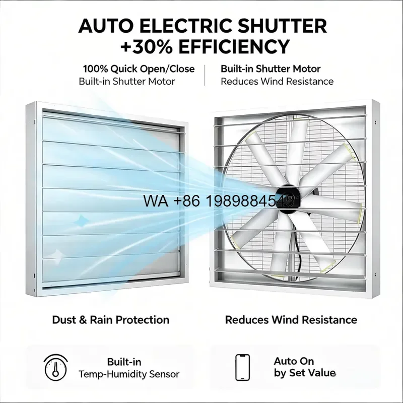Wmwmnu 48 Inch Solar Powered Exhaust Fan Large Airflow Ventilator for Poultry Farm Greenhouse Warehouse Ventilation Cooling