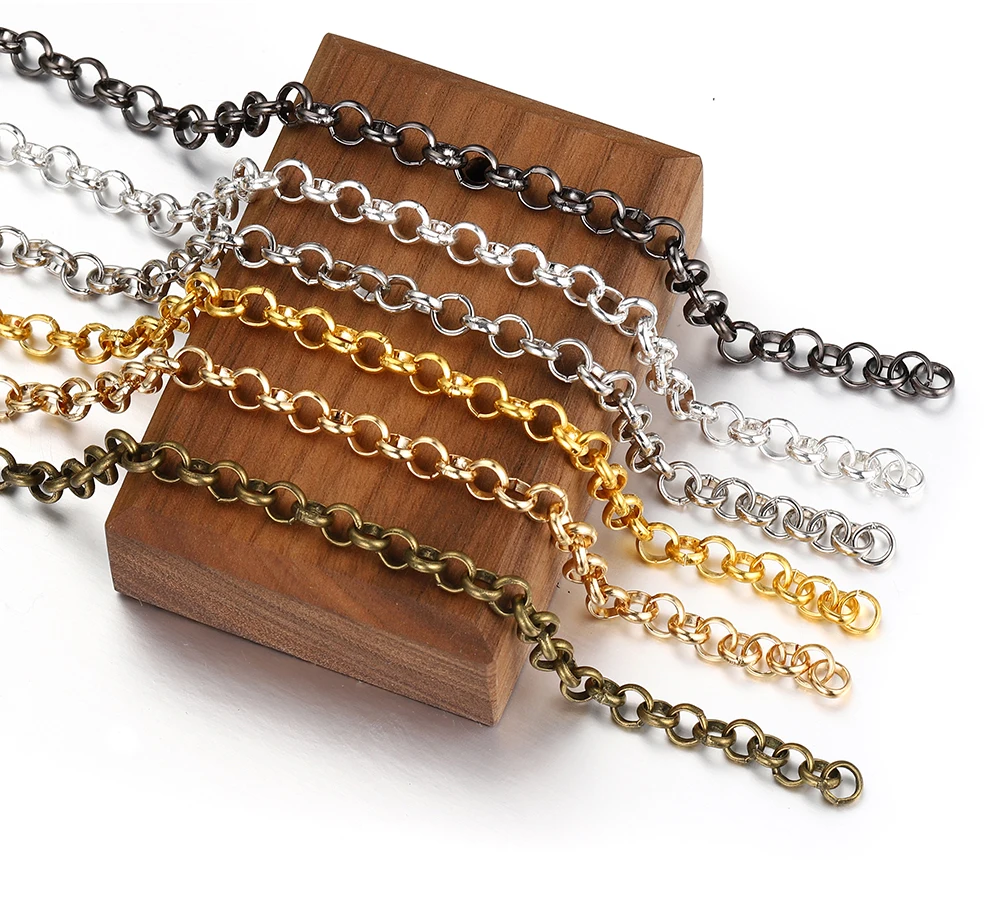 1 Meter 2 Meter geprägte O-Form Halskette Ketten Kupfer Armband Kabel Link Bulk Offene Ringketten für DIY Schmuckherstellung – Detail 12