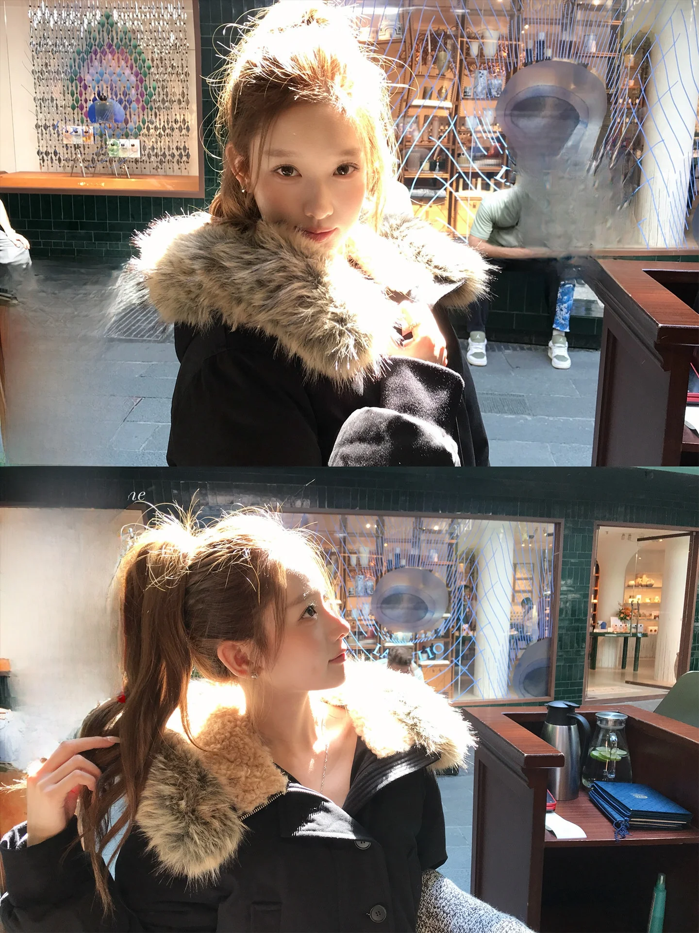 

LIONE Winter Bla ort Quilted Jaet with Hood Fur Collar Warm Bread Sle Women's down Coat Regular Fit Long Sve Zipper