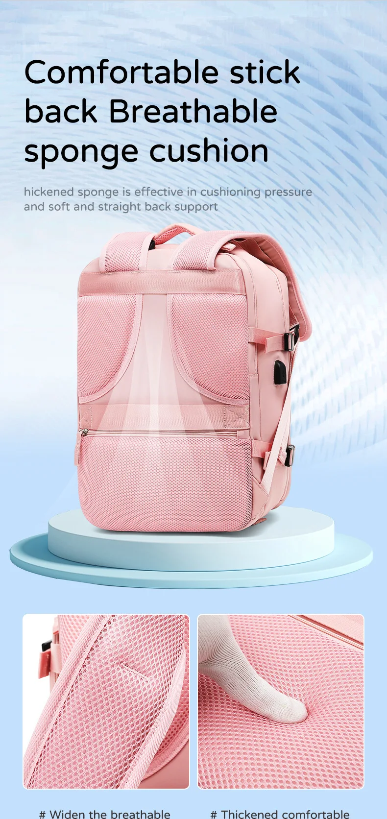 Mochila de viaje multifunción de gran capacidad para mujer, Maleta escolar con carga USB, equipaje ligero