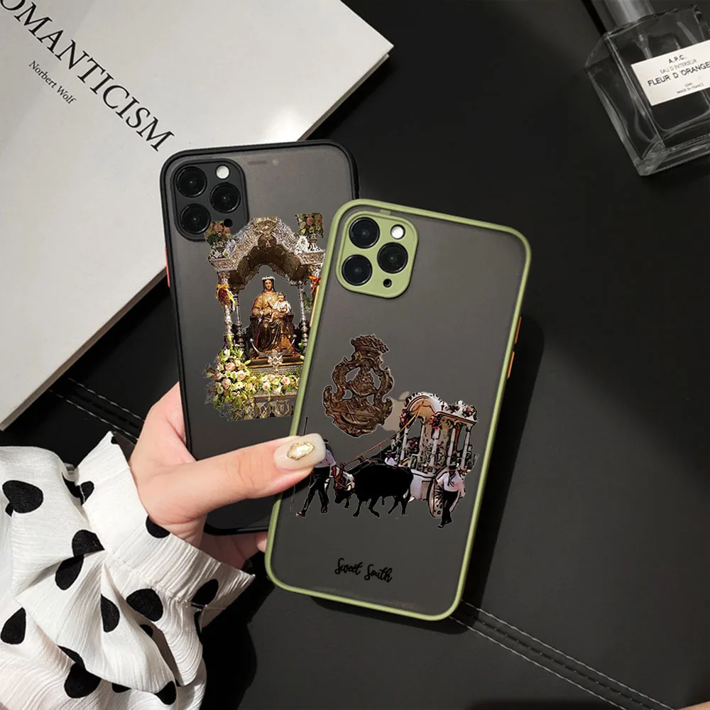 For Redmi Note 10 Pro 10s 9 9s 8t 7 a1 a2 9a 9c 10a 10c Xiaomi Mi 10t 9t Virgin Mary Jesus Church Frosted Translucent Phone Case