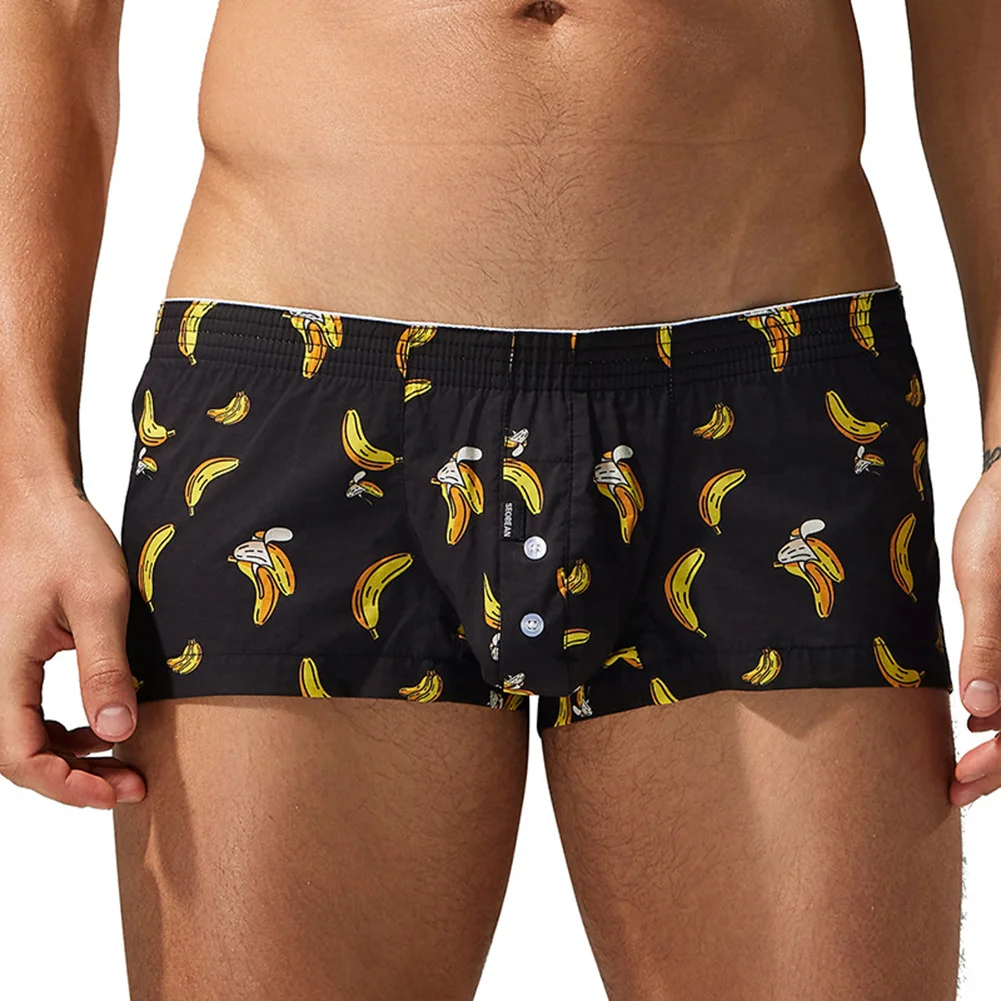 

Men's Printed Cotton Boxer Shorts Low Rise Underwear Trunks Comfortable Lightweight Breathable Fabric for Home