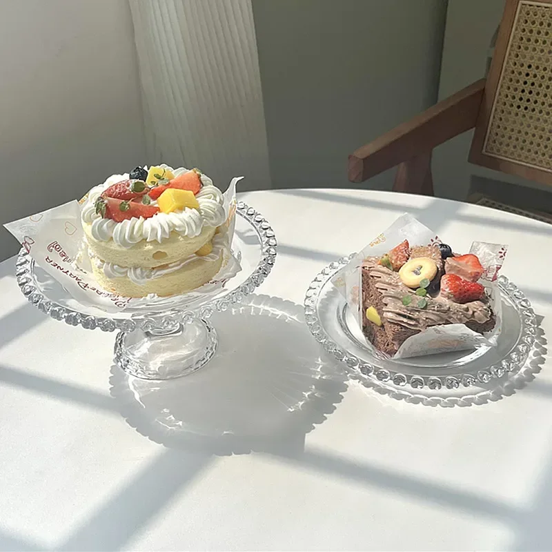 Love fruit glass plate retro heart-shaped transparent breakfast dessert plate cake plate home tableware ornaments