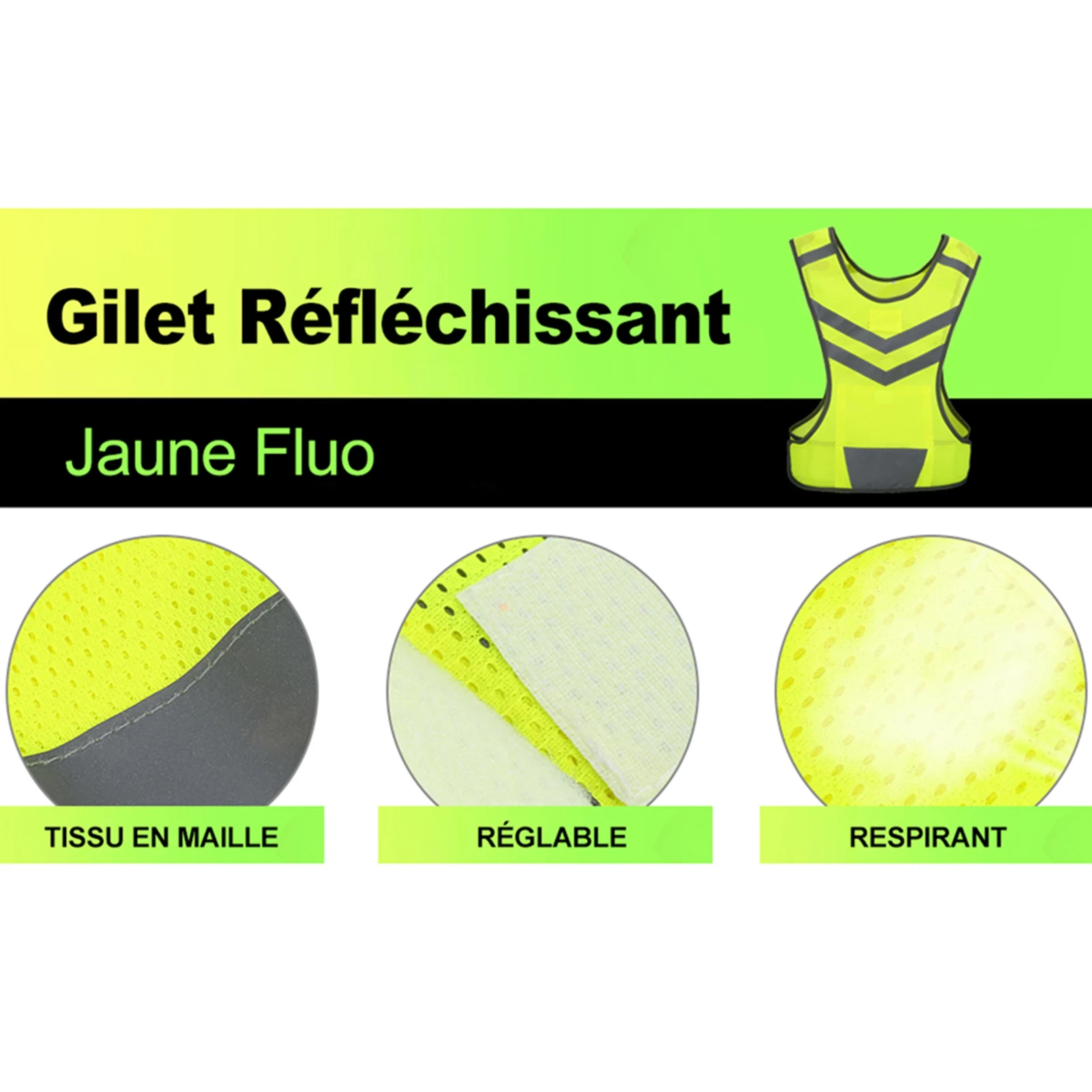 High Visibility Adjustable Reflective Safety Vest for Outdoor Sports Cycling Running Hiking Reflective Safety Vest