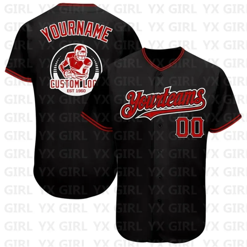 

Custom Black Red-White Authentic Baseball Jersey Men Women Shirt Casual Shirts