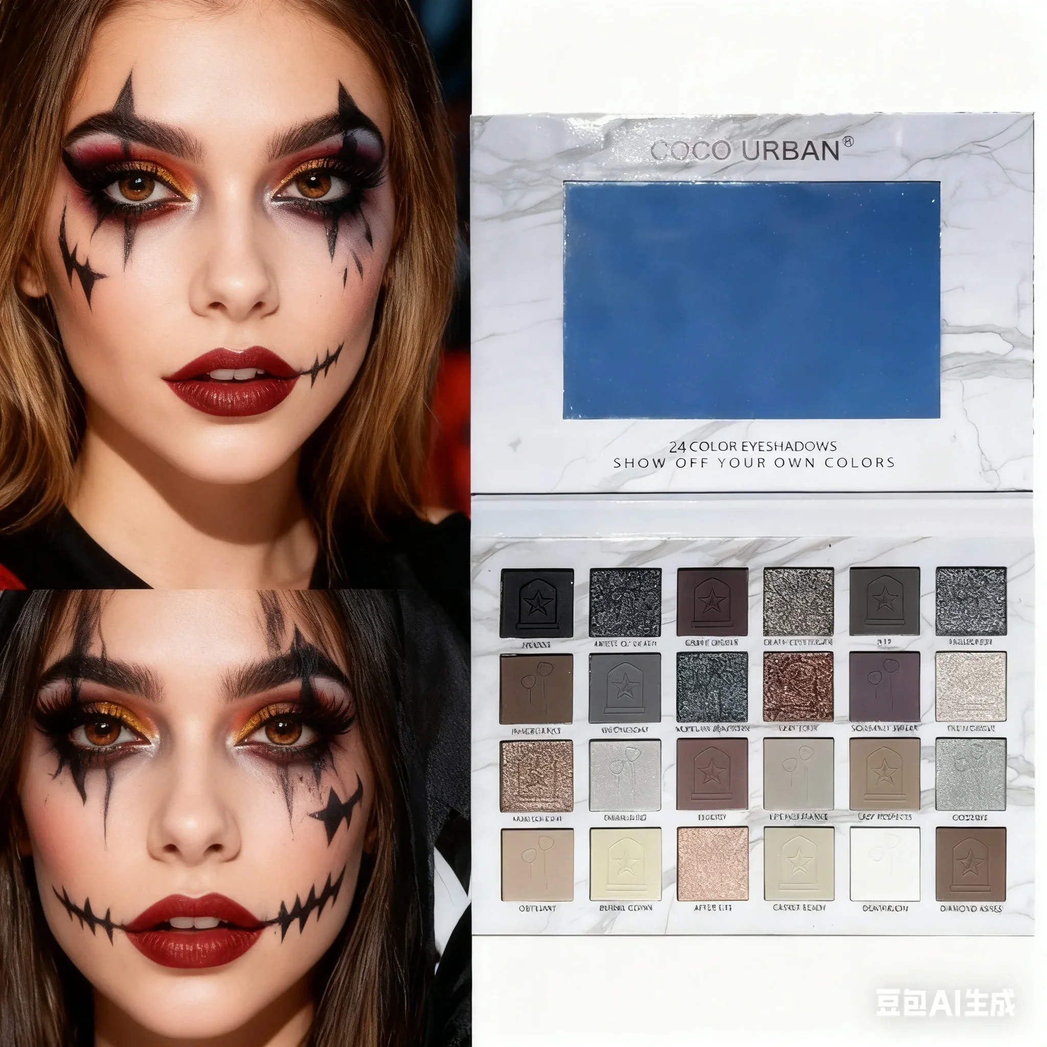 24 色マットダークパンクアイシャドウパレットハロウィンコスプレ用輝くアイシャドウパレット女性用メイクアップキット