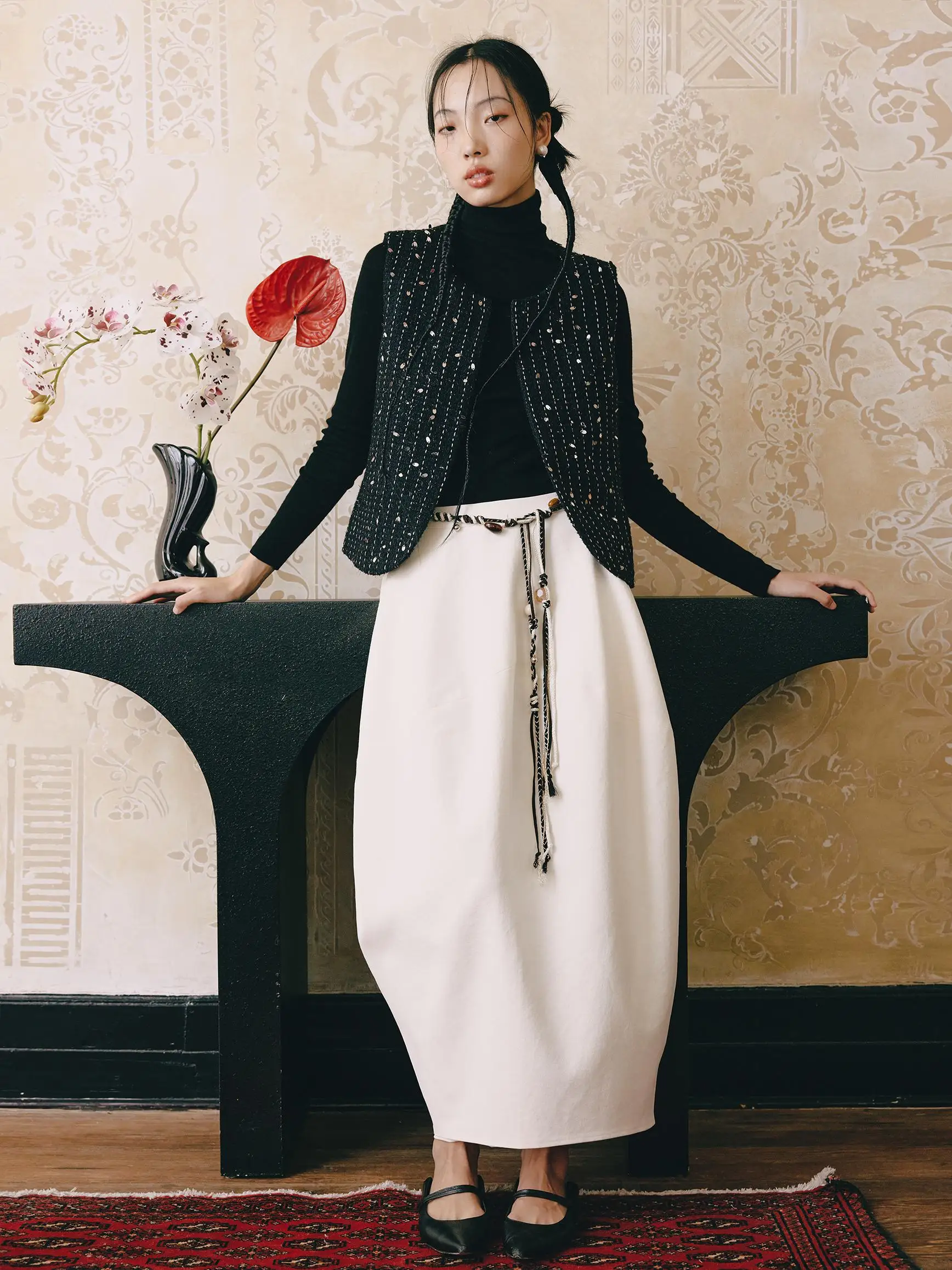 

Original Eastern Simple Versatile Autumn Winter White on f Skirt Flower Bud Skirt by YUANYE Garden Wild Women's Faion