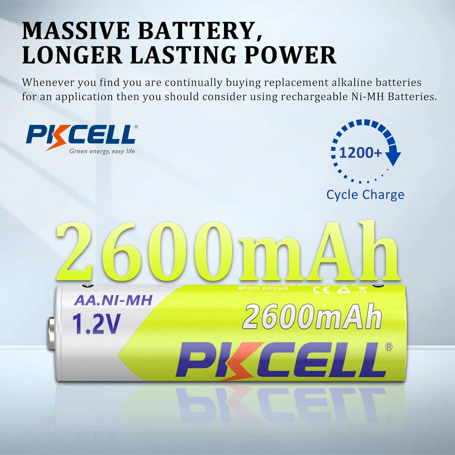 1-20PC PKCELL  2600mAh AA Rechargeable Batteries 1.2V Ni-MH AA Rechargeble Battery for camera Anti-dropping toy car