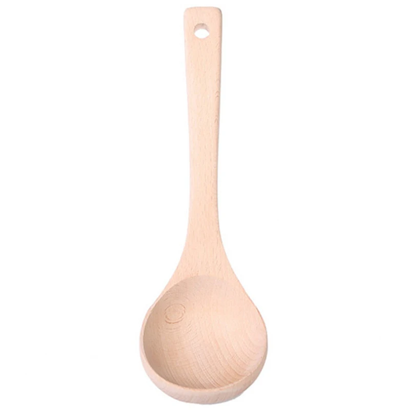 2 Pcs Kitchen Cooking Straight Handle Wooden Wood Soup Scoop Spoon Ladle,Not Hurt The Soup Spoon