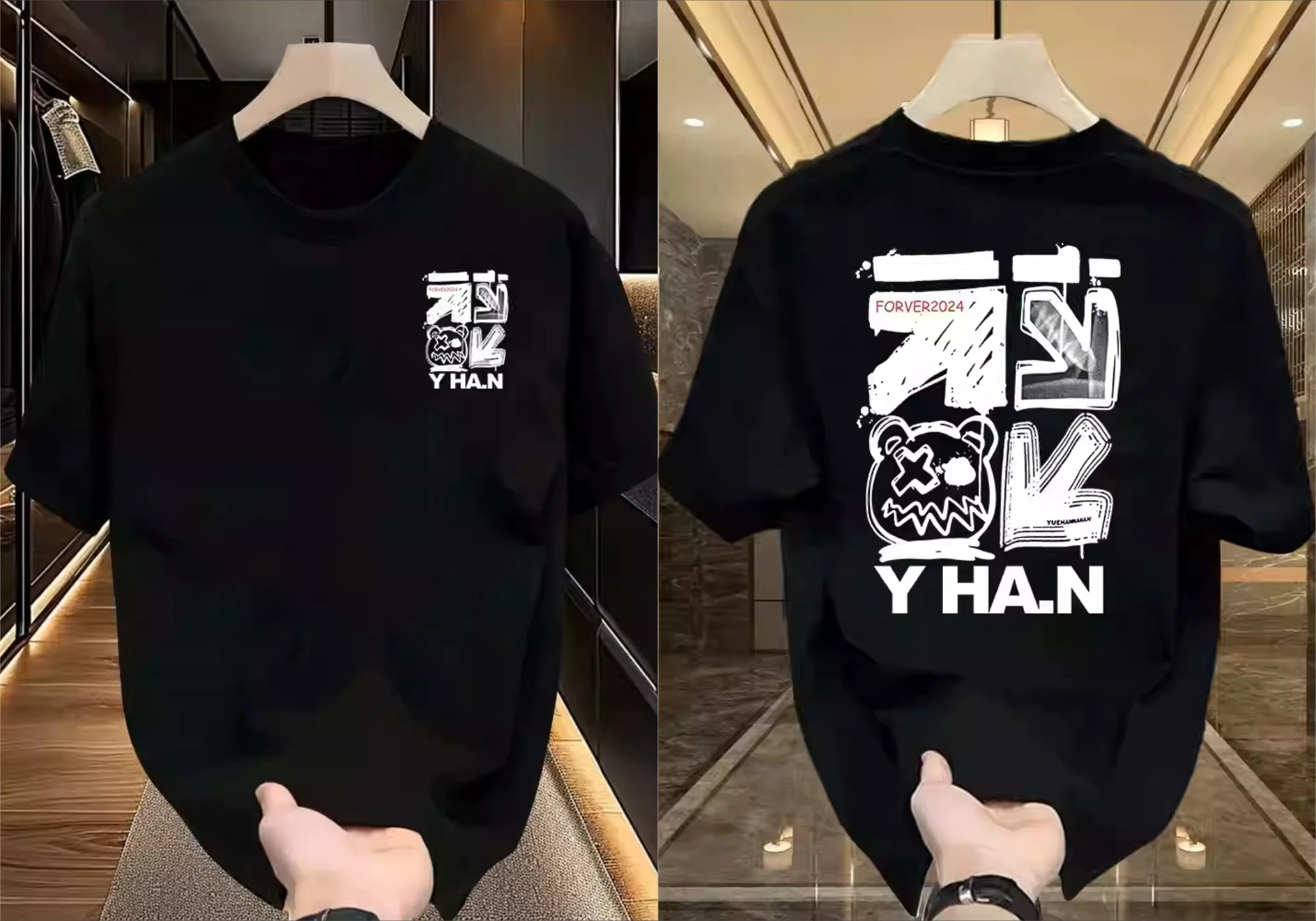 

Men's Cartoon Bear T-Shirt Leisure Fashion Short Sleeve Cotton Tees High Quality Luxury Brand T-shirt Summer Streetwear Tops