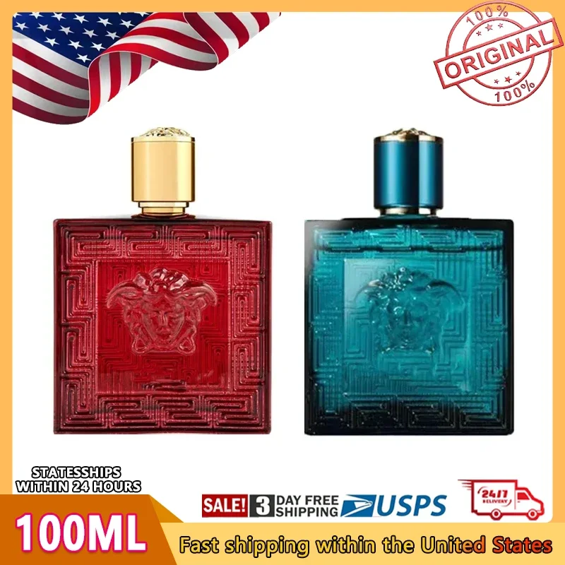 100ml Eros Flame Men Eau De Parfum Spray Tester Woody Notes Covered or Uncovered, Random Packaging Is Rudimentary